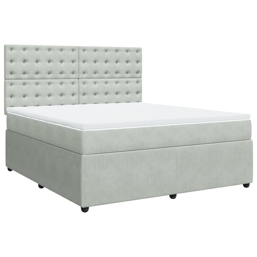 Boxspring met matras fluweel lichtgrijs 180x200 cm