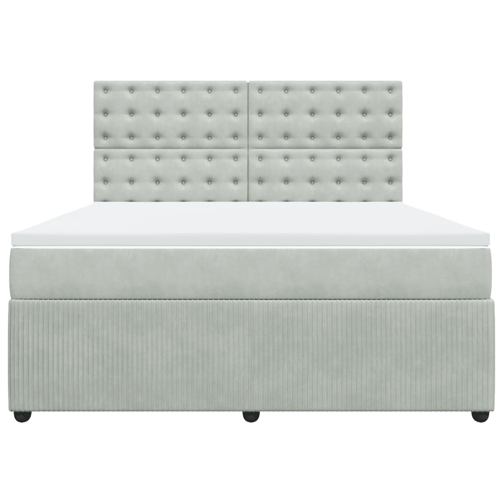 Boxspring met matras fluweel lichtgrijs 180x200 cm