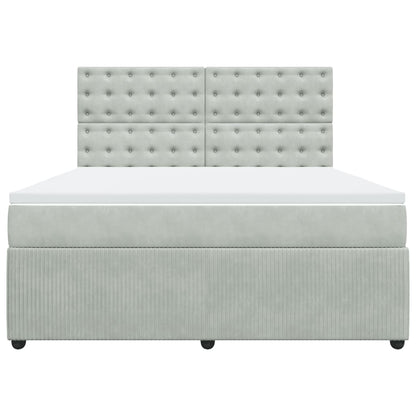 Boxspring met matras fluweel lichtgrijs 180x200 cm
