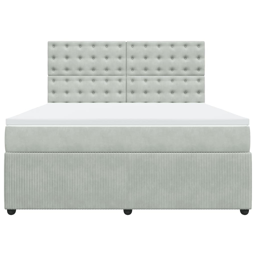 Boxspring met matras fluweel lichtgrijs 180x200 cm