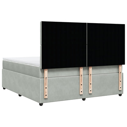 Boxspring met matras fluweel lichtgrijs 180x200 cm