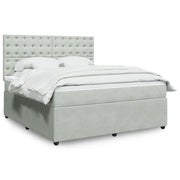 Box spring bed with velvet mattress light grey 180x200 cm