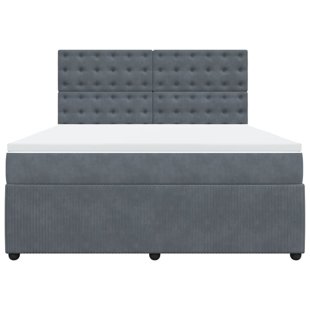 Boxspring met matras fluweel donkergrijs 180x200 cm