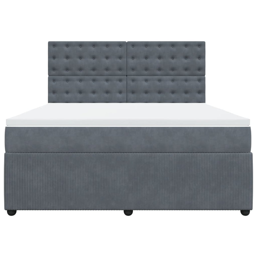 Boxspring met matras fluweel donkergrijs 180x200 cm