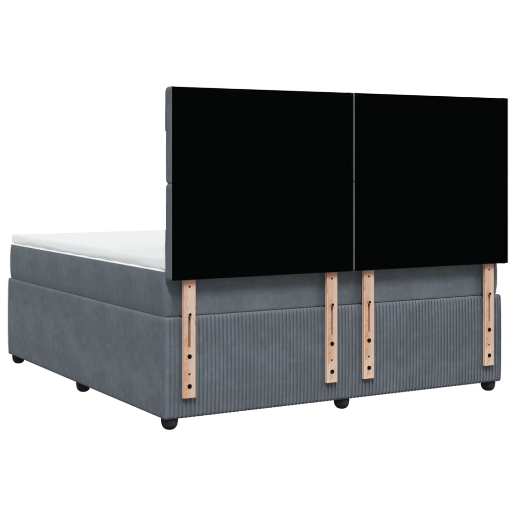 Boxspring met matras fluweel donkergrijs 180x200 cm
