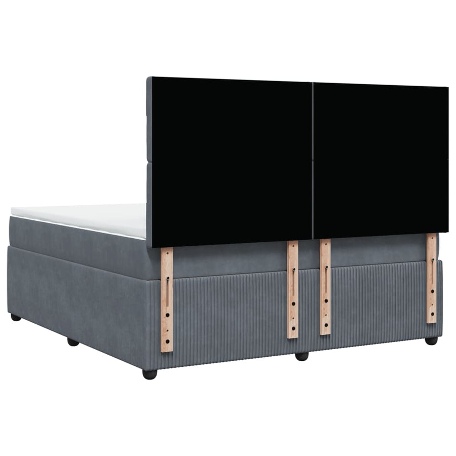 Boxspring met matras fluweel donkergrijs 180x200 cm