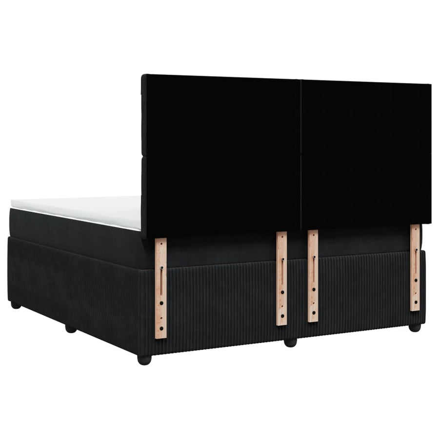 Boxspring met matras fluweel zwart 180x200 cm