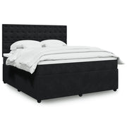 Box spring bed with velvet mattress black 180x200 cm