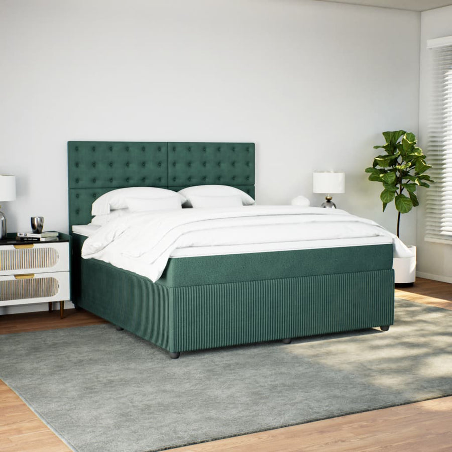 Boxspring met matras fluweel donkergroen 180x200 cm