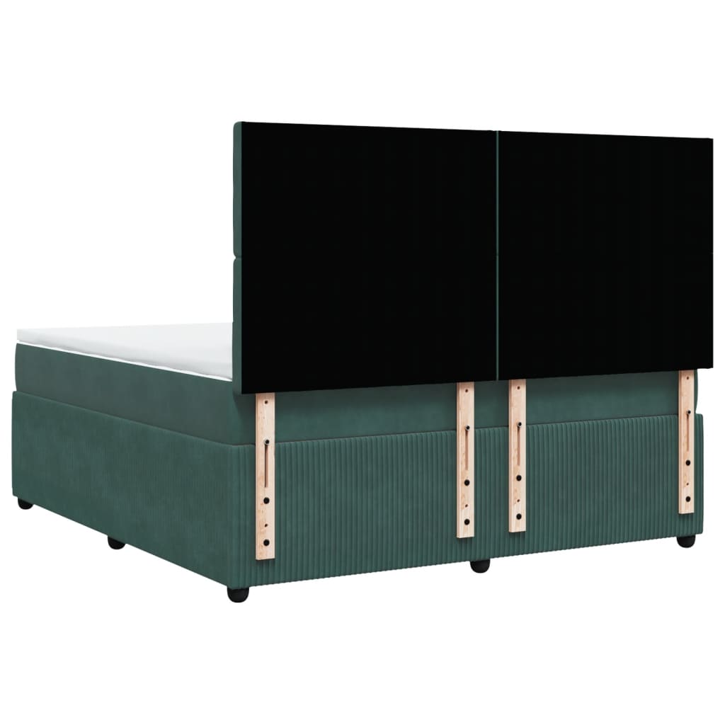 Boxspring met matras fluweel donkergroen 180x200 cm