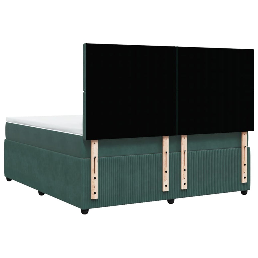 Boxspring met matras fluweel donkergroen 180x200 cm