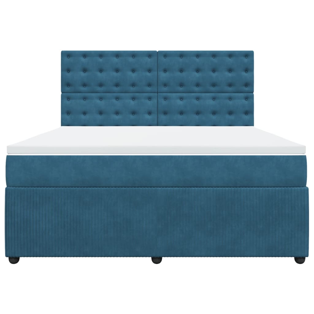 Boxspring met matras fluweel donkerblauw 180x200 cm