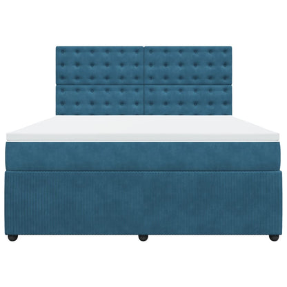 Boxspring met matras fluweel donkerblauw 180x200 cm