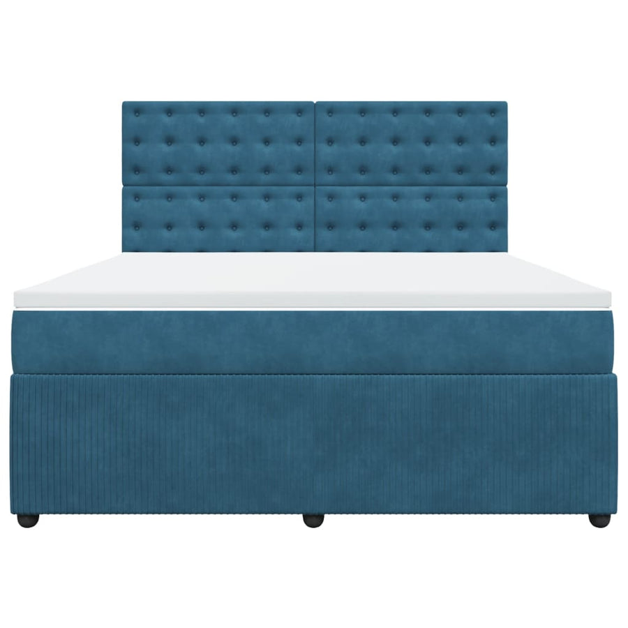 Boxspring met matras fluweel donkerblauw 180x200 cm