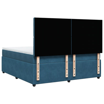 Boxspring met matras fluweel donkerblauw 180x200 cm