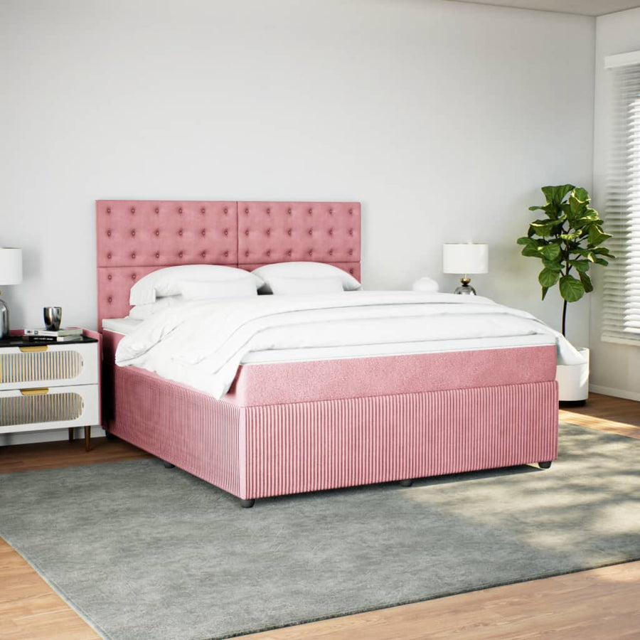 Boxspring met matras fluweel roze 180x200 cm
