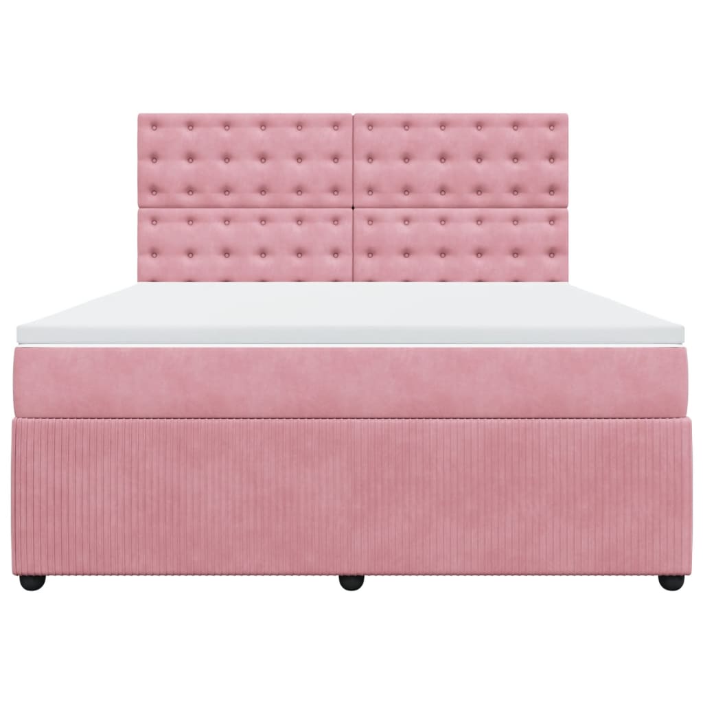 Boxspring met matras fluweel roze 180x200 cm