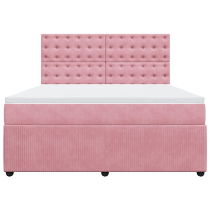 Boxspring met matras fluweel roze 180x200 cm