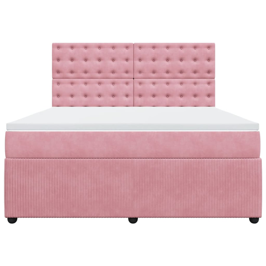 Boxspring met matras fluweel roze 180x200 cm