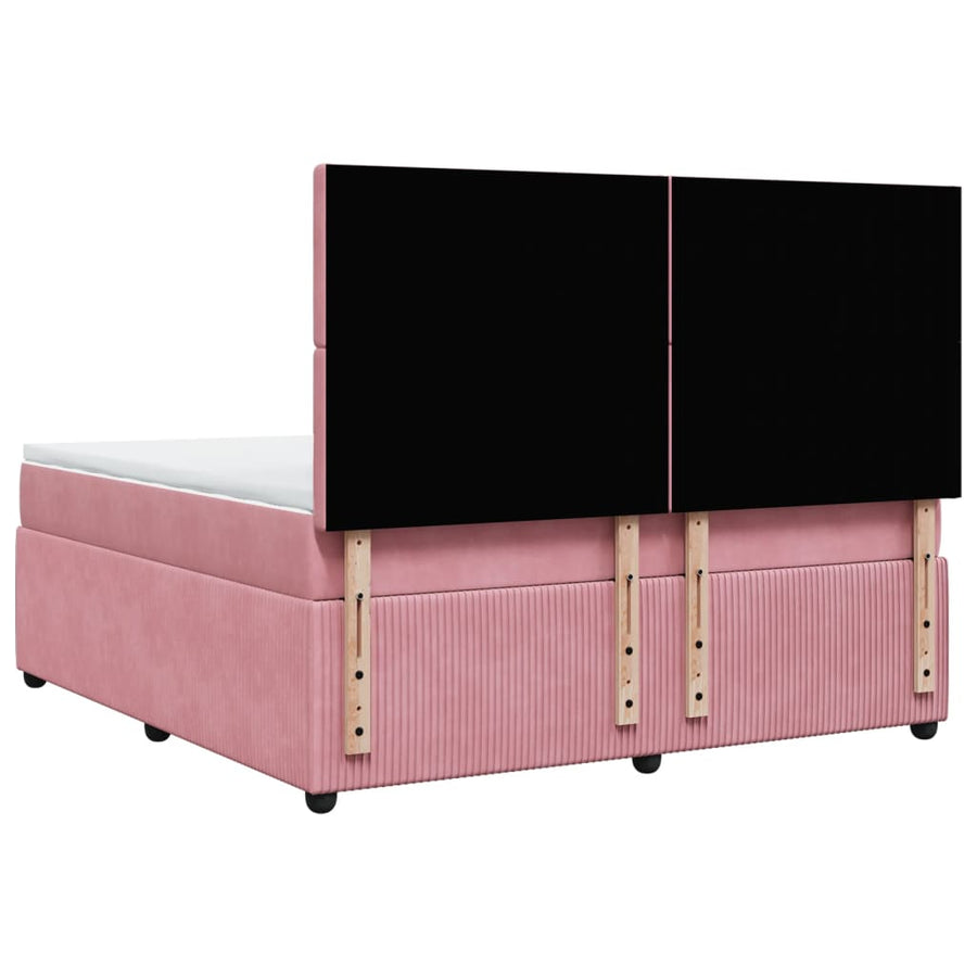 Boxspring met matras fluweel roze 180x200 cm
