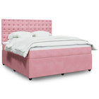 Boxspring met matras fluweel roze 180x200 cm