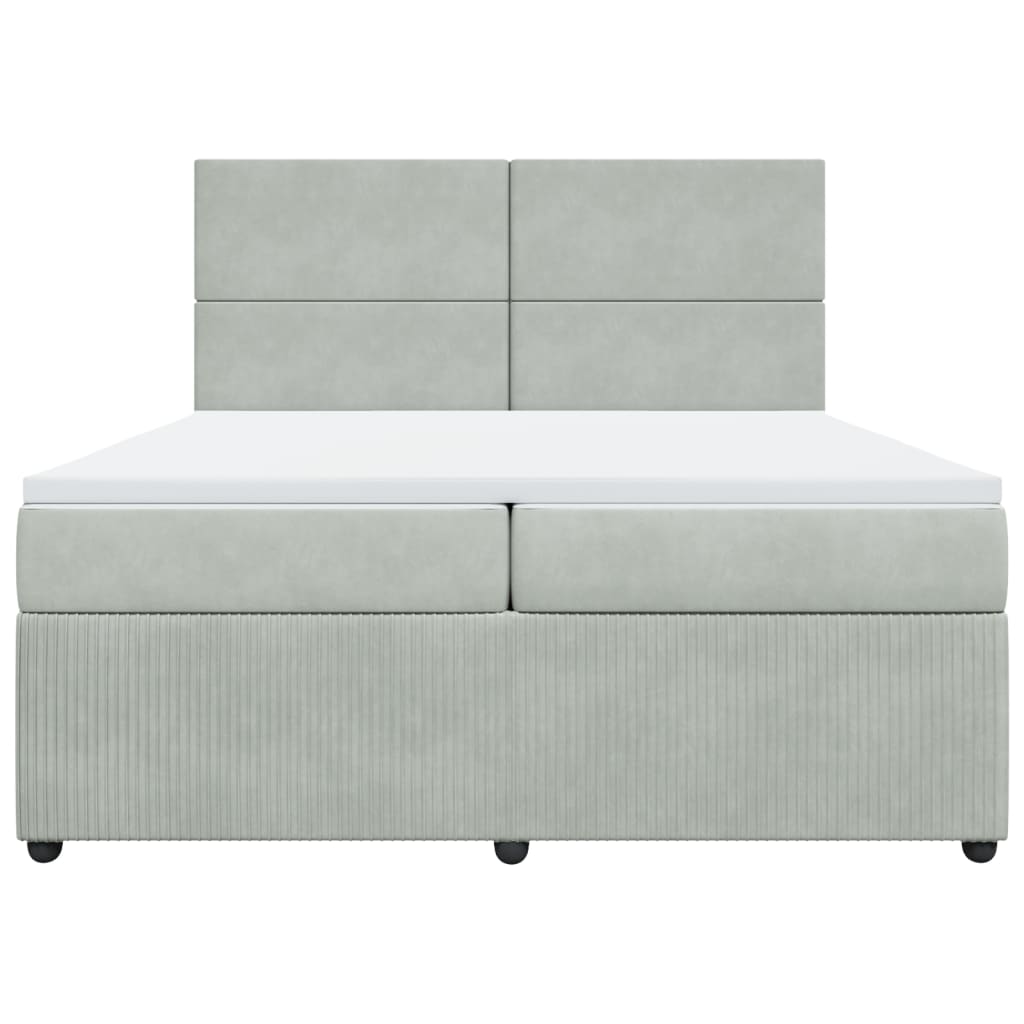 Boxspring met matras fluweel lichtgrijs 200x200 cm