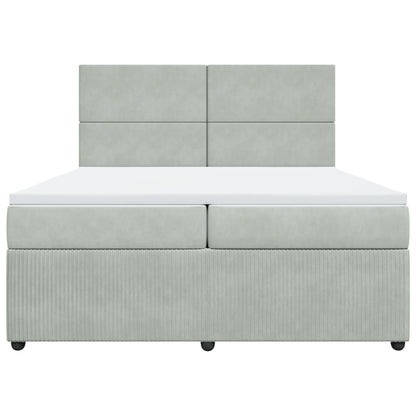 Boxspring met matras fluweel lichtgrijs 200x200 cm