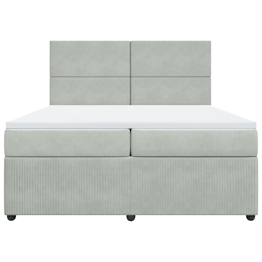 Boxspring met matras fluweel lichtgrijs 200x200 cm