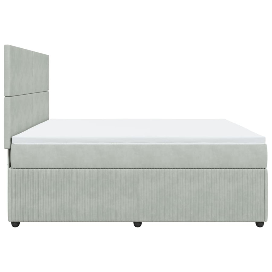 Boxspring met matras fluweel lichtgrijs 200x200 cm