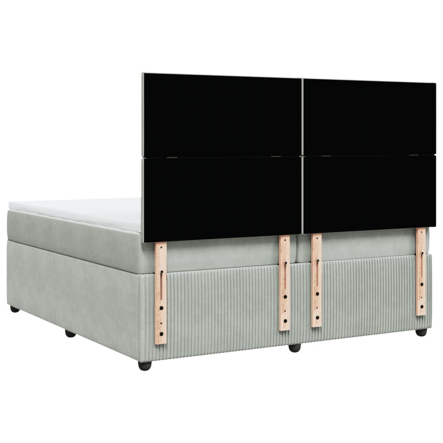 Boxspring met matras fluweel lichtgrijs 200x200 cm