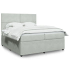 Box spring with velvet mattress light grey 200x200 cm