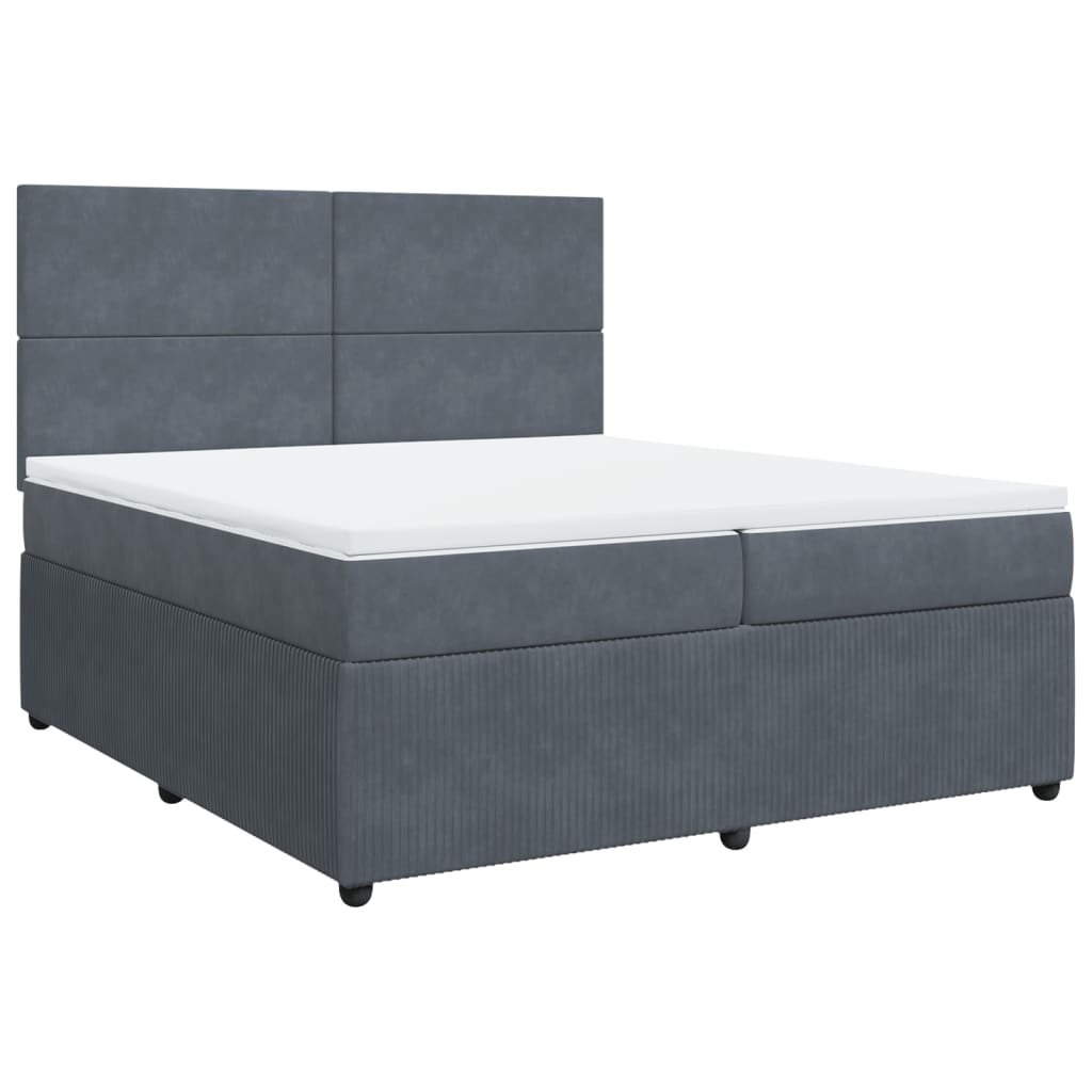 Boxspring met matras fluweel donkergrijs 200x200 cm