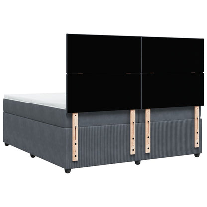 Boxspring met matras fluweel donkergrijs 200x200 cm
