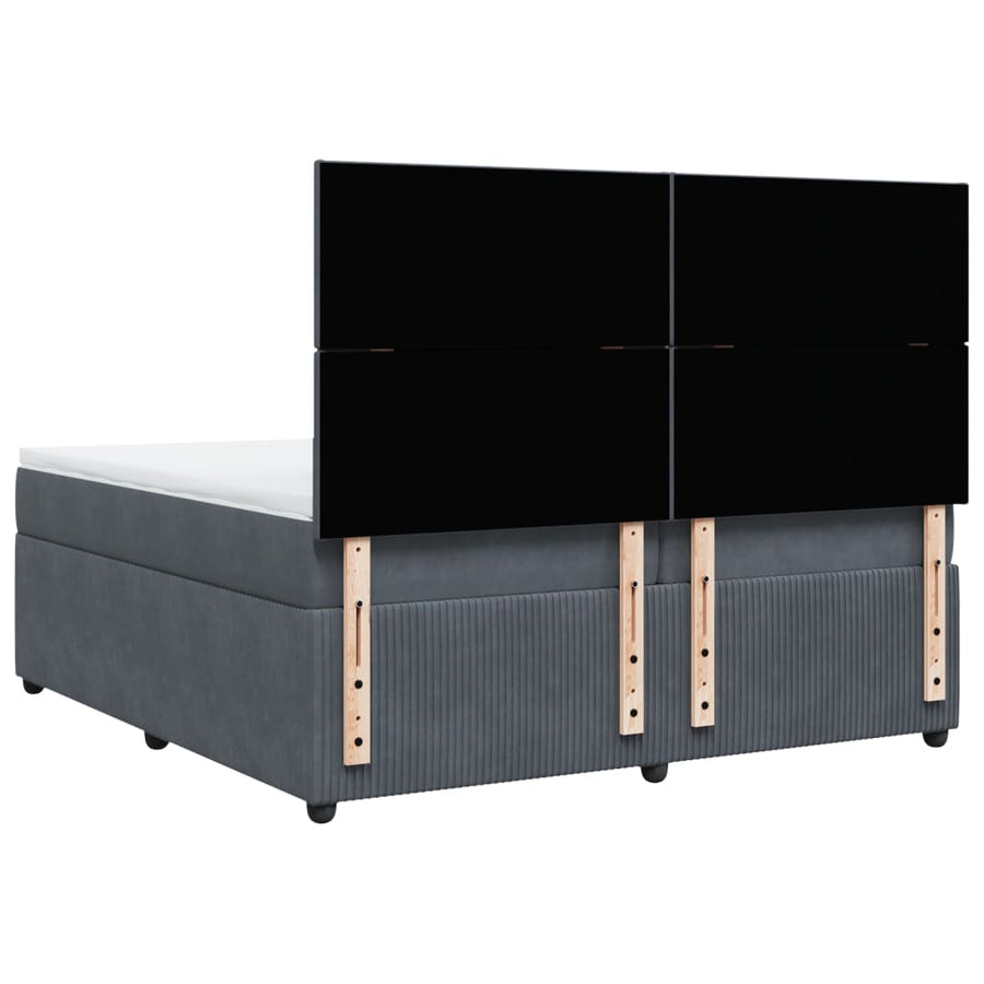 Boxspring met matras fluweel donkergrijs 200x200 cm