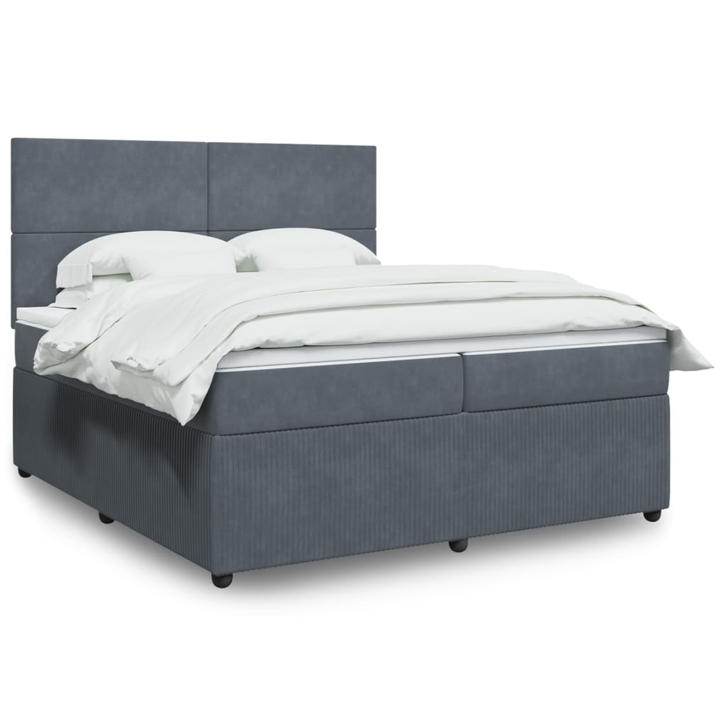 Boxspring met matras fluweel donkergrijs 200x200 cm