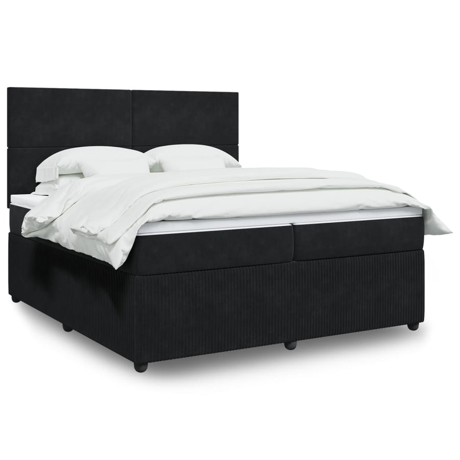 Boxspring met matras fluweel zwart 200x200 cm