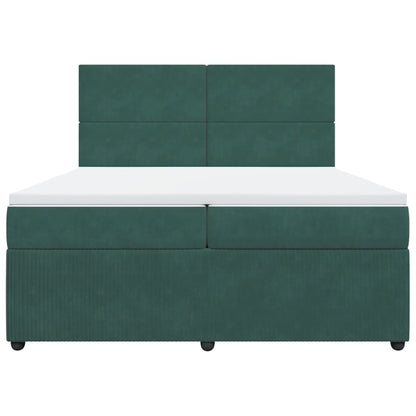 Boxspring met matras fluweel donkergroen 200x200 cm