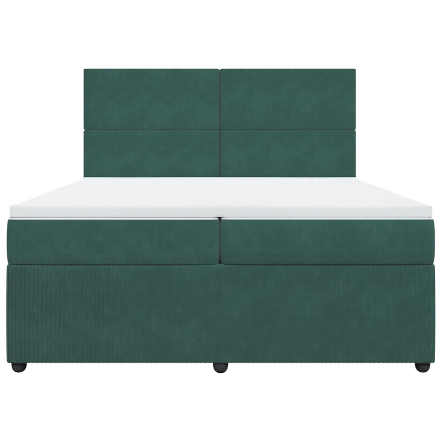 Boxspring met matras fluweel donkergroen 200x200 cm