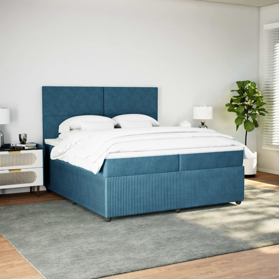 Boxspring met matras fluweel donkerblauw 200x200 cm