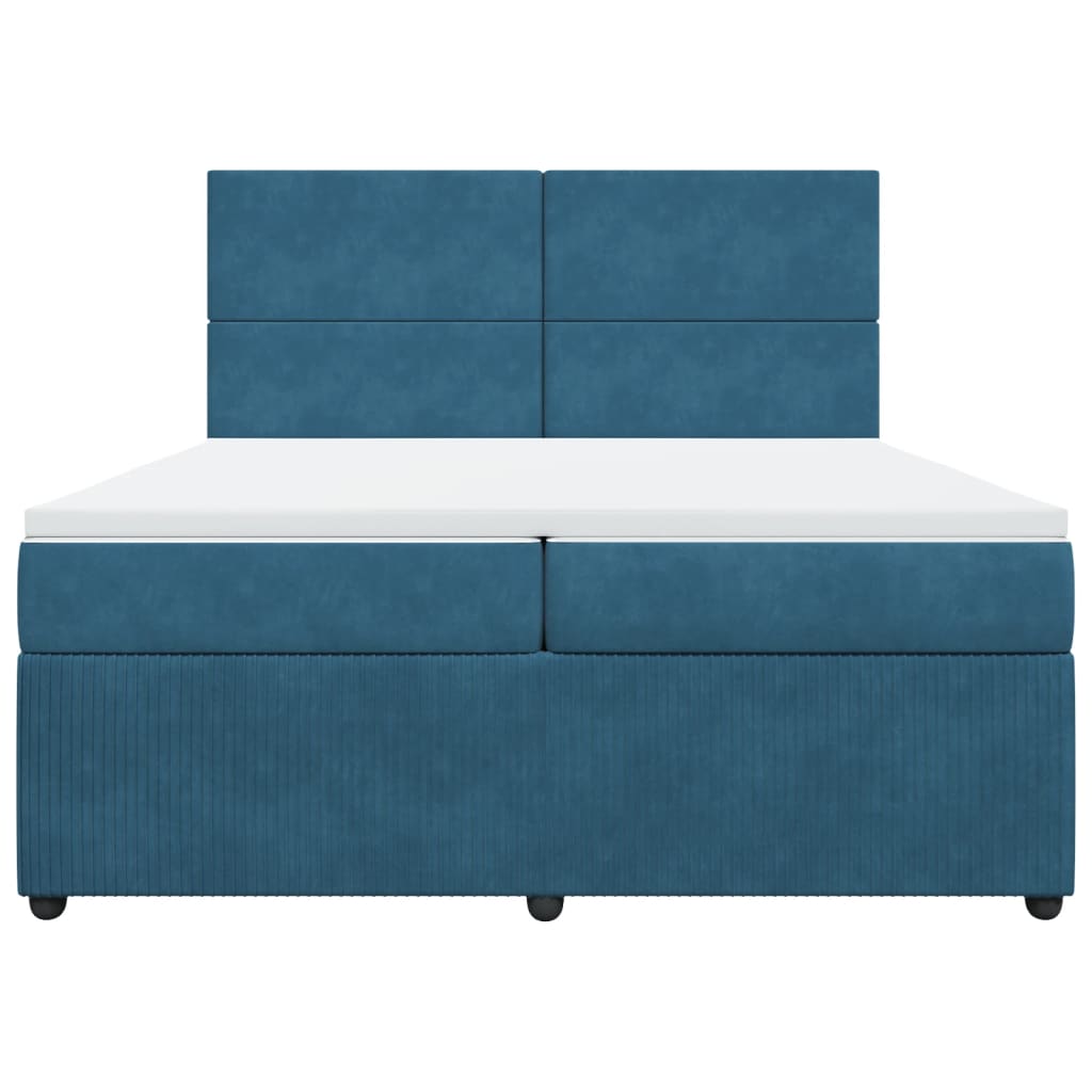 Boxspring met matras fluweel donkerblauw 200x200 cm