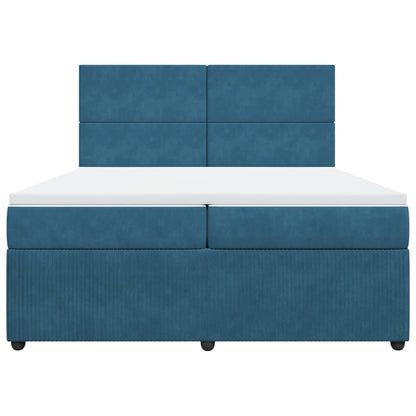 Boxspring met matras fluweel donkerblauw 200x200 cm