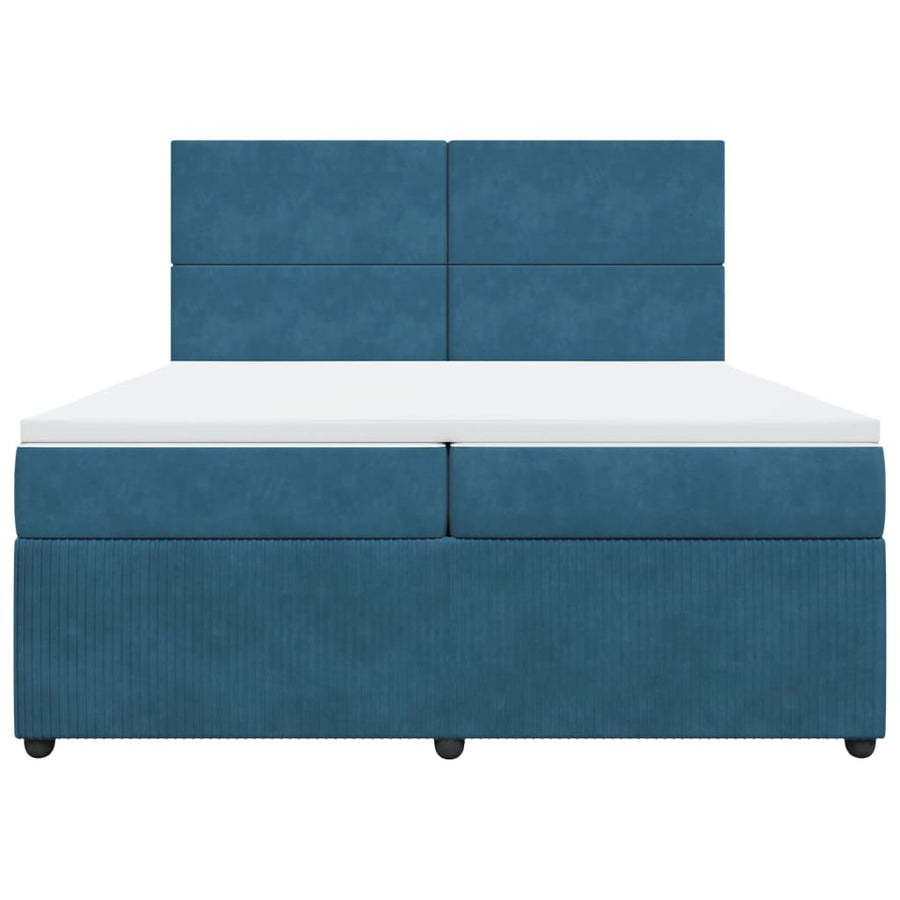 Boxspring met matras fluweel donkerblauw 200x200 cm