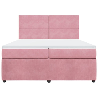 Boxspring met matras fluweel roze 200x200 cm