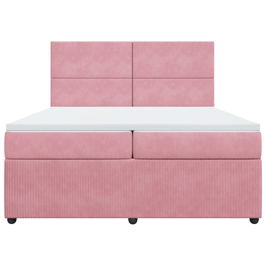 Boxspring met matras fluweel roze 200x200 cm