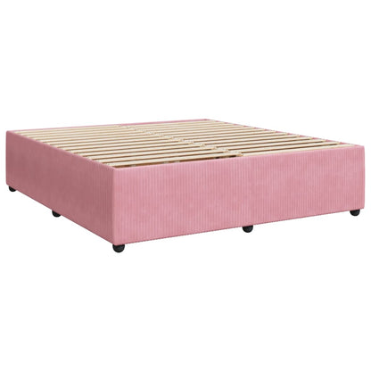 Boxspring met matras fluweel roze 200x200 cm