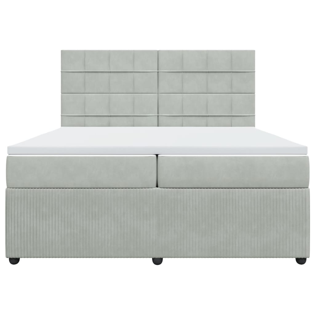 Boxspring met matras fluweel lichtgrijs 200x200 cm