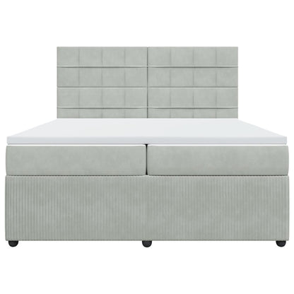 Boxspring met matras fluweel lichtgrijs 200x200 cm