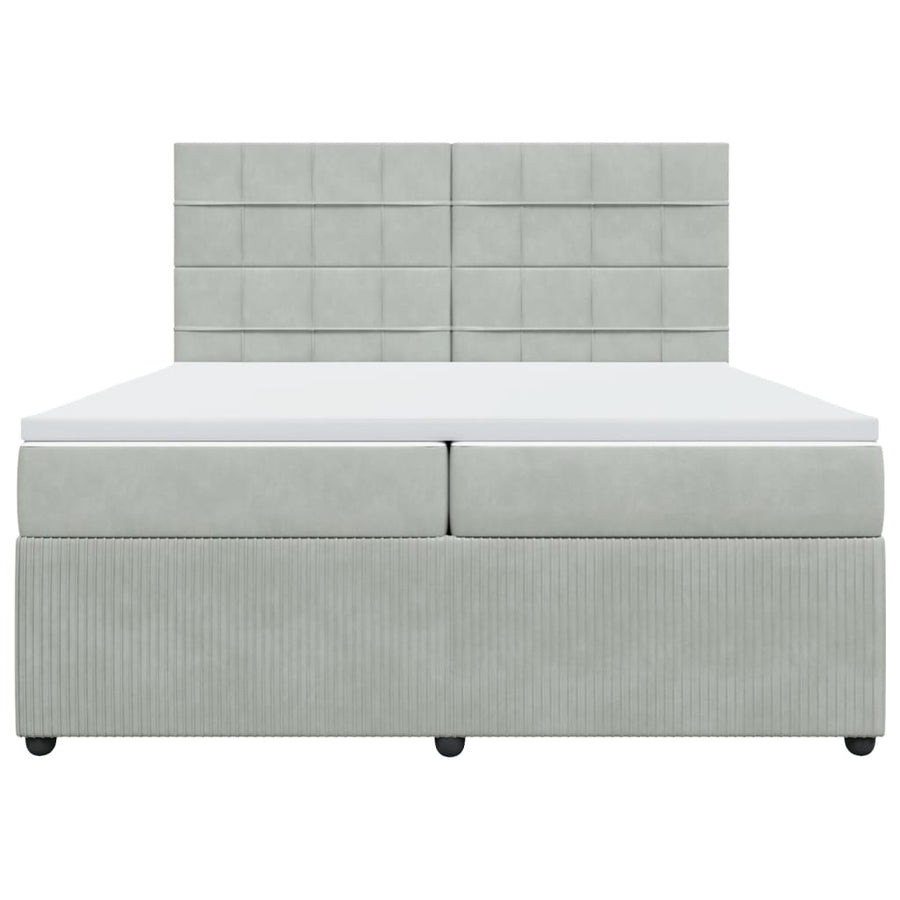 Boxspring met matras fluweel lichtgrijs 200x200 cm