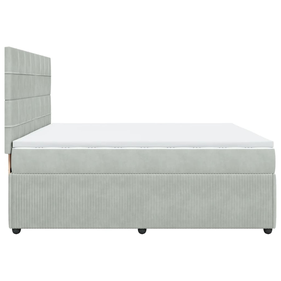 Boxspring met matras fluweel lichtgrijs 200x200 cm