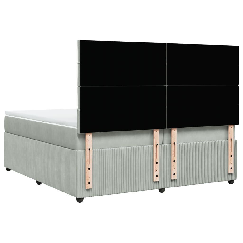 Boxspring met matras fluweel lichtgrijs 200x200 cm